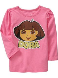 Item Description: For sale is an adorable Old Navy Dora The Explorer Long Sleeve Graphic Tee.  This shirt is brand new with tags and was purchased from an Old Navy retail store.  This is the adorable character from the Nick Jr. show of the same name. Fabric content is 50% cotton and 50% polyester.  The shirt is easy to care for, just machine wash and tumble dry. All items come from my smoke-free location. Be sure to check my eBay store for many other great deals on Ann Taylor clothing, J.Crew cl Cotton Character Print Tops, Character Crew Neck Cotton Top, Pink Long Sleeve T-shirt With Character Print, Character Style Cotton Short Sleeve Tops, Playful Pink Tops With Character Print, T Shirt Long Sleeve, Long Sleeve Graphic Tee, Top Girls, Dora The Explorer