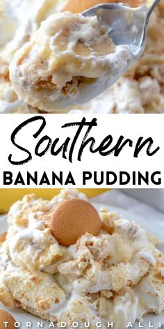 delicious southern banana pudding is served on a white plate