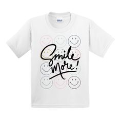 The Kids 'Smile More' T-Shirt is a fun and cheerful addition to any child's wardrobe designed to let your child's happy spirit shine through! 5.3 oz./yd² (US) 8.8 oz./L yd (CA), 100% cotton, 20 singles Heather colors, Graphite Heather, Safety colors & Neon colors are 50/50 cotton/polyester Sport Grey is 90/10 cotton/polyester Ash Grey is 99/1 cotton/polyester Safety Green is compliant with ANSI / ISEA 107 Midweight fabric Classic fit Non-topstitched, classic width, rib collar Taped neck and shou Kids Smile, United Monograms, Lilly Inspired, Long Sleeve Baseball Tee, Matching Sets Outfit, Fall Denim, S Monogram, Embroidered Heart, Monogram Styles