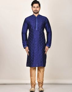 Designer Festival Wear Men's Kurta Pajama Processing Time : 20-25 Business Days Work : Machine Work Fabric: Top : Dhupion Silk Bottom : Dhupion Silk Dupatta : NA Color: Top : Royal Blue Bottom : Chiku Dupatta : NA #traditionaldressformens #traditionalwearmen #traditionalwearformen #menstraditionalwear #indiantraditionaldressformen #ethnicwearformen #indianethnicwearformen #traditionaldressmale #officialdressformen #ethnicwearmen #mendress #gentstraditionaldress #ethnicdressesformens Muslim Men Clothing, Men's Kurta Pajama, Kids Kaftan, Mens Traditional Wear, Official Dresses, Blue Kurta, Men's Kurta, Men Kurta, Machine Work