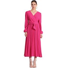 The pleated dress goes great with any body shape, great on you whenever and wherever you decide to wear it. This elegant dress designed with puff sleeves and pleated hem, adds a touch of fashion to your wardrobe. Perfect for casual indoor daily wear and outdoor business activities like work, office, interviews, meetings, and so on. Pair with high heels for a chic and exquisite look. This versatile dress is made from a blend of 95% Polyester and 5% Spandex, ensuring a comfortable fit and easy mai Spring Pleated Billowy Midi Dress, Pink Pleated Puff Sleeve Dress, Pink Pleated Dress With Puff Sleeves, Fitted Pleated Dress With Lantern Sleeves, Pleated Lantern Sleeve Party Dresses, Spring Pleated Dress With Gathered Sleeves, Chic Pleated Midi Dress With Puff Sleeves, Elegant Pleated Dress With Balloon Sleeves, Elegant Dress With Pleated Balloon Sleeves