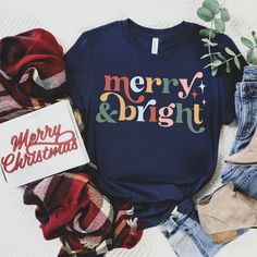 Multicolor Crew Neck Christmas Top, Christmas Multicolor Graphic Print Top, Christmas Graphic Print Multicolor Tops, Multicolor Graphic Print Christmas Top, Multicolor Cotton Christmas Top, Holiday Multicolor Graphic Print Tops, Multicolor Graphic Print Holiday Tops, Christmas Festive Tops With Letter Print, Festive Christmas Letter Print Tops