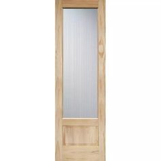 8'0" Tall Reed Glass Pine Interior Wood Door Reeded Pantry Door, Natural Wood French Doors, Double Doors Office, Fluted Glass Bathroom Door, Pantry Door With Frit Glass, Interior Door With Glass Panel, Reeded Glass Pocket Door, Reeded Glass Pantry Door, Pantry Doors With Glass Panels