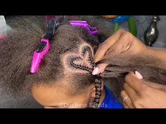 Heart Design Hairstyles, Box Braids With Heart Design, Heart Braids For Kids Black, How To Do A Heart Braid, Butterfly Braids For Kids, Ivy Hairstyle, Kids Braids With Heart Design, Heart Design Braids