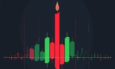 an audio wave with a candle in the middle and sound waves around it on a dark background