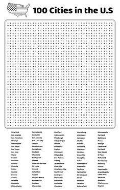 100 cities in the u s worksheet