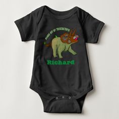 Personalized Hands off My Triceratops Dinosaur Baby Bodysuit - tap/click to personalize and buy #BabyBodysuit #dinosaur #gift #kids #t #rex Baby Shower Halloween, Carriage Stroller, Gothic Baby, Goth Baby, Baby Shower Vintage, Geek Clothes, Halloween Baby, Baby Carriage