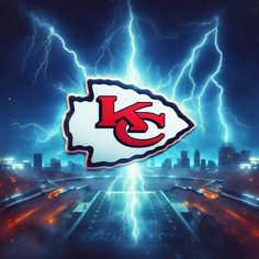 the kansas chiefs logo is surrounded by lightning