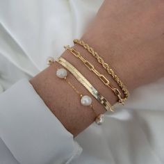 Elegant Bangle Bracelets For Friendship, Elegant Bangle Bracelet For Friendship, Trendy Gold Pearl Bracelet As Gift, Trendy Gold Pearl Bracelet Gift, Elegant Personalized Gold Beaded Bracelets, Everyday Jubilee Bracelet, Classic Gold Bracelets For Friendship, Trendy Pearl Bangle Bracelet Gift, Elegant Bracelet For Friendship