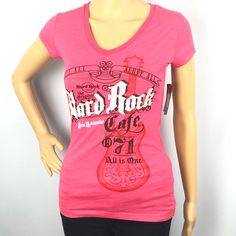 Nwt Pink Hard Rock Cafe San Antonio T-Shirt Is Super Cute With Amazing Graphics. Rock Style Logo Print Tops For Concert, Rock Style Logo Print Crew Neck Top, Casual Logo Print Shirt For Concert, Casual Concert Shirt With Logo Print, Rock Style Crew Neck Top With Logo Print, Rocker Cotton Tops With Letter Print, Cotton Rocker Tops With Graphic Print, Rocker Style Cotton Tops With Letter Print, Rocker Fitted Cotton Top