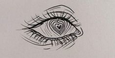 a drawing of an eye with a heart drawn on it's iris and inside the iris