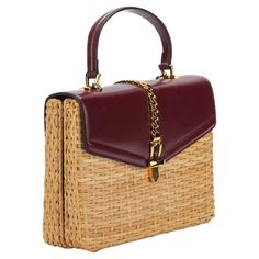 Gucci Burgundy Leather Wicker Sylvie Shoulder Bag. Shoulder strap detachable and adjustable measures 21”, handle 4”. It's brand new and comes with booklets and original dustcover. Wicker Bags, Bag Shoulder, Fashion Handbags, Top Handle, Top Handle Bag, Shoulder Strap, Gucci, Shoulder Bag, Brand New