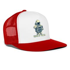 Trucker Hat, 47% Cotton/28% Nylon/25% Polyester | Brand: Yupoong Space Rocks, Cap White, Space Rock, Trucker Cap, Trucker Hat, Hats, Red, White