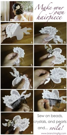 instructions for how to make your own hairpieces with crochets and pearls