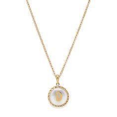 The personalized 'Moonglow' Initial necklace by Vintouch Italy is ideal to be worn every day, whether solo or stacked with other chains for a richer style. It's handmade in Italy from 24-karat gold-plated silver, strung with a round, iridescent pearl featuring a letter of your choice. Presented in complimentary Vintouch gift box. Cast from 24-karat gold over Sterling Silver. (2. 5 Micron thickness). To protect gold-plating from natural oxidation, a 0. 10-micron palladium plate is applied before the gold-plating process. Palladium is an anti-oxidizing precious metal.  We suggest avoiding contact with soaps, detergents, chlorine, and any other chemical substance that could alter the original characteristics of your jewel. When it is not worn, keep your jewelry piece in its bag in order to pr Italy Necklace, Iridescent Pearl, Italian Jewelry, Moon Glow, Precious Metal, Pearl Size, Necklace Sizes, A Letter, Gold Plated Silver