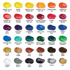 the different shades of paint are shown in this chart, which shows how to use them