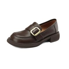 These loafers are designed in a timeless, minimal silhouette, so you'll be sure to wear them often. Made from soft leather, soft bottom that ensure all-day comfort. Wear yours with tailoring and denim alike. Color: Brown/BlackMaterial: CowhideLining: PigskinInsole: SheepskinSole: RubberHeels: 3.5 cm/1.38"Fit: Medium to Wide, Runs Normal.Origin: Made in China Production Time: About 5-7 days (Any exceptional case will email you, Please pay attention to your email left) Shipping Time: Free Shipping Classic Loafers With Buckle Closure For Spring, Classic Fall Loafers With Metal Pin Buckle, Classic Loafers With Metal Pin Buckle For Fall, Faux Leather Flat Heel Slip-ons For Work, Business Loafers With Buckle Closure For Spring, Faux Leather Slip-ons With Flat Heel For Work, Spring Business Loafers With Buckle Closure, Workwear Faux Leather Slip-ons With Flat Heel, Business Loafers With Metal Pin Buckle And Flat Heel