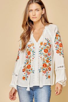 Embroidered Top andree by unit / savanna jane – Violet Skye Boutique Cheap Embroidered White Tops, Cheap Blue Embroidered Top, Elegant Cheap Tops With Floral Embroidery, Casual Cheap Embroidered Beach Top, Affordable Cotton Tops With Tassels, Cheap Multicolor Embroidered Summer Top, Cheap Cotton Tops With Tassels, Luxury Embroidered Blouse For Transitional Season, Affordable Floral Embroidered Top For Vacation