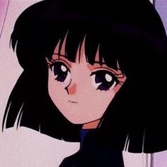 an anime character with black hair and big eyes