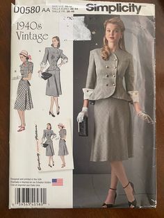 a woman's dress and jacket sewing pattern from the 1950's