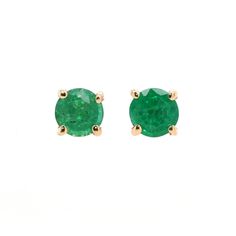 Absolutely Gorgeous Emerald Stud Earrings, handcrafted in Solid 14K Yellow, Rose, And White Gold. ♥ This Stunning Earring makes the Perfect Birthday/Promise/Anniversary Gift for her that will be treasured forever. The color and beauty of this piece will leave her speechless! Center Stone Description Gemstone name:Emerald Color:Green Approximate Weight:0.49 carat , 0.45 Carat(Yellow Gold Stud) Exact Size:4 X 4 mm Shape:Round Cut:Faceted Plain Top Clarity:Eye Clean Origin:Zambia Hardness:7.5-8 Tre Emerald Diamond Cut Earrings Gift, 14k Gold Round Earrings For May Birthstone, Emerald Earrings With Diamond Cut For Gift, May Birthstone Round Cut Earrings Gift, Emerald Round Cut Earrings For Gift, Round Cut Emerald Earrings For Gift, 14k Stamped Round Cut Earrings For Gift, Round Earrings With Prong Setting For May Birthstone, Emerald Stud Earrings