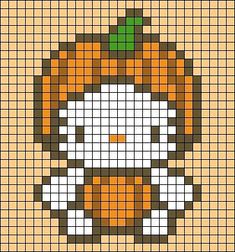 Minecraft Pumpkin Perler Beads, Fall Crochet Alpha Patterns, Halloween Beads Ideas, Pixel Art For Minecraft, Hello Kitty Pixel Grid, Halloween Crochet Grid, Fall Grid Pattern, Perler Bead Patterns Templates, Pixel Grid Crochet Ideas