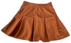 Orange Casual Mini Skort, Casual Orange Mini Skort, Casual Fitted Orange Skort, Casual Stretch Orange Mini Skirt, Orange Mini Skirt Casual Style, Orange Casual Mini Skirt For Fall, Casual Orange Mini Length Skort, Casual Orange Pleated Skirt, Chic Orange Pleated Bottoms