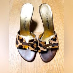 Dolce & Gabbana. Women’s Animal-Leopard Print Slide And Heeled Mules. Slide Into These Open-Toe, Chic, Sexy And Stunning Sandals. Comfortable, Versatile And All Purpose Wear. Label Is Size 5. Size Up To 5.5, Hard To Find In This Timeless Style. Calf Hair, Authentic Leather And Sturdy Heels. Excellent Condition. Make An Offer. Thank You So Much. Wear What Makes You Smile. Details: Size Up To 5.5 Appx 3 Inches Heel Open Toe Slip On Outsole /Insole Material: Leather Lining Material: Leather Shoe Width: Standard Made In Italy Top Rated Seller Bundle And Save High Quality Items With Tlc Smoke Free Home Same Or Next Day Shipping Discover And Expl Shoes Dolce Gabbana, Sandals Comfortable, Dolce Gabbana Shoes, 3 Inch Heels, Calf Hair, You Smile, Brown Gold, Top Rated, Timeless Style