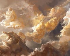 an abstract painting of clouds in the sky