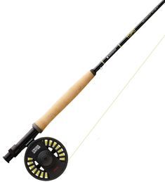 a fishing rod and reel on a white background