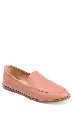 This menswear inspired loafer features a collapsible heel counter so you can transform it into a mule. 0.5" heel Round apron toe Slip-on Collapsible heel counter Vegan leather upper, manmade sole Imported Flat Business Slip-ons For Spring, Business Flat Slip-ons For Spring, Business Slip-ons For Spring, Modern Slip-on Moccasins For Spring, Spring Synthetic Loafers For Business Casual, Spring Synthetic Slip-ons For Business Casual, Spring Business Loafers With Cushioned Footbed, Spring Office Loafers With Cushioned Footbed, Modern Loafers With Rubber Sole For Spring