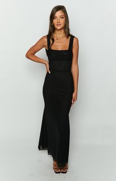 * Black Mesh Maxi Dress 
 * 
 
 * HOW TO STYLE: 
 * Bring the elegance to your next formal event in this stunning maxi dress ()! This square neckline and figure-hugging fit is bound to make you stand out in a crowd. Complete this glam look with heels () and gold jewellery (). 
 * 
 
 * 
 
 * FEATURES: 
 * Maxi length 
 * Body fully lined 
 * Body con fit  
 * Mesh outer 
 * Lace up back 
 * Pull on style 
 * Square neckline  
 * Mid weight fabric 
 * Low back with tie up detail  


  
 * This dr Black Formal Long Dresses, Fitted Black Maxi Dress With Square Neck, Date Night Maxi Dress With Square Neck, Square Neck Maxi Dress For Date Night, Gala Maxi Dress With Fitted Bodice And Square Neck, Bodycon Square Neck Maxi Dress For Night Out, Chic Evening Maxi Dress With Square Neck, Fitted Bodice Square Neck Maxi Dress, Black Square Neck Maxi Dress For Evening