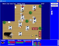 an old computer game with furniture and decorations on the screen, as well as other items