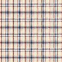 a plaid pattern with red, white and blue stripes on it's fabric backing