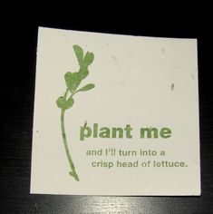 a sticker that says plant me and i'll turn into a crisp head of lettuce