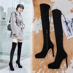 Material: Leather, SuedeSize: CN33, CN34, CN35, CN36, CN37, CN38, CN39, CN40, CN41, CN42Color: BlackHeight High: 12CMStyle: Fashion, CasualPattern Type: Black, Platform, Zipper, High Heel, Over Knee BootsOccasion: Casual, Winter, FallPackage Contents: 1* Shoes, without Accessories. Blazers Shoes, Over Knee Boots, Hip Clothes, Black Platform, Sweaters Oversized, Boot Sandals, Global Fashion, Over The Knee Boots, Shoes Heels Boots