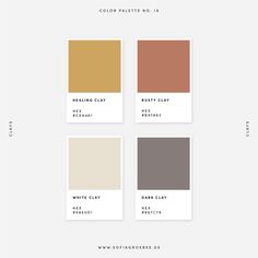 the color palette is shown in four different colors, including brown, beige and white