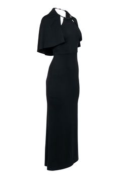 Go sleek and sultry for you next formal event with this luxe gown from ABS! Made in a halter design with a luxe gunmetal necklace and draped fabric. This striking stunner is sure to turn heads when you pair her with statement earrings, a chic up-do, and patent leather platforms! Size XS Shell: 97% Polyester, 3% Spandex Lining: 92% Acetate, 8% Spandex Concealed back zipper Lined Column silhouette Halter neckline with necklace Open back Back kick pleat Bust 30" Waist 25" Total length 58" Elegant Dress With Asymmetrical Neckline For Black-tie Events, Solid One-shoulder Maxi Dress For Evening, Solid Color One-shoulder Evening Maxi Dress, Elegant Gala Maxi Dress With Asymmetrical Neckline, Black Maxi Dress With Asymmetrical Neckline For Wedding, Elegant Maxi Dress With Asymmetrical Neckline For Gala, Elegant Maxi Dress With Asymmetrical Neckline For Evening, Elegant Asymmetrical Neckline Maxi Dress For Gala, Chic Stretch Evening Dress