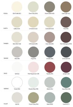 the color chart for neutral paints, which are available in different colors and sizes to choose from