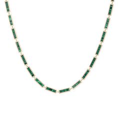 Beautiful segments of malachite are outlined with 14 karat yellow gold, measuring 24 inches long. Diamonds Direct, Lapis Necklace, Circle Diamond, Evil Eye Pendant, Chain Link Necklace, Link Necklace, Types Of Metal, Necklace Lengths, Chain Necklace