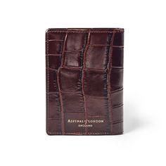 Double Fold Credit Card Holder in Deep Shine Amazon Brown Croc Cardholder Wallet, Simple Wallet, Card Holder Purse, Card Purse, Croc Print, Aspinal Of London, Small Handbag, Crocodile Leather, Travel Light