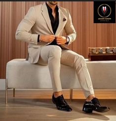 This is a Classy premium Beige color 2 Piece Suit by GoldenfashionStore /crafted from high quality fabric and imported materials. Our products are handcrafted by experienced tailors who make sure the that the stitching is precise, lining is proper and the overall product is sturdy enough to not go out of shape for more than a few years. Also all our products have extra margins in their length, sleeves, sides so it's easily alterable if your size changes after some time. To see more available col Costume Beige, Costume Vert, Beige Suits, Beige Wedding, Groom Tuxedo, Suits Men, Party Attire, Bae Goals, Navy Blue Suit