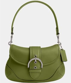 From COACH&#x2C; the Glovetanned Leather Soho Shoulder Bag features:Regenerative glove-tanned leatherInside zip pocketMagnetic snap closure&#x2C; fabric liningDetachable handle with an approx. 7.25" dropApprox.: 10.5" L x 6.25" x 2.75"Imported. Green Coach Purse, Coach Vintage Handbags, Bowler Bag, Small Shoulder Bags, Green Purse, Dream Bags, Handbag Heaven, Bags Coach, Fashion Collage