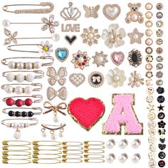 PRICES MAY VARY. Unique Charms for Socks Safety Pin: This Set Includes 100 Unique Sock Charms Pins ，brooch And Gold Safety Pins, Featuring Specially Designed Sock Jewelry Charms. These Distinctive Brooch Pins Not Only Adorn Your Clothing but Also Add Fun and Personality to Your Socks, Showcasing A Unique Fashion Style That Stands Out.Shoe Charms for Sneakers Fashionable Designs and Varied Styles: The Set Includes 32 Sock Charms Pins, 46 Random Button Brooch Pins, 2 Self Adhesive Letter Patches A Shoe Charm Ideas, Socks With Charms, Junk Socks With Charms, Sock Jewelry, Sock Charms, Bedazzled Socks, Columbian Wedding, Charm Socks, Junk Socks