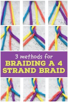 Braiding With Four Strands, How To Braid With Four Strands, Box Braid Bracelet, How To Four Strand Braid Tutorials, How To Braid With 4 Strands, Braid With 4 Strands Tutorial, Braiding With 4 Strands, Braiding 4 Strands, How To Braid Four Strands