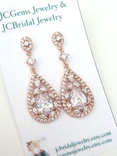 Bridal Earrings - Rose Gold Plated Big Fancy Peardrop Cubic Zirconia with Ivory Pearl Post Earrings $49 Bridal Earrings Rose Gold, Wedding Earrings Chandelier, Rose Gold Bridal Earrings, Bridal Earring, Earrings Rose Gold, Ivory Pearl, Wedding Board, Rose Earrings, Rose Gold Earrings