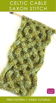 the celtic cable stitch is knitted in green yarn