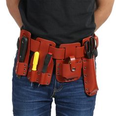 Features: 1. 100% brand new and high quality. 2. Made of high quality leather, wear resisting and comfortable to wear. 3. Belt type design makes it easy to tie around the waist, which brings great convenience to the user. 4. With 4 movable tool holder, greatly improving working efficiency. 5. It is used to place lever ruler, spanner and hammer. Specification: Condition: 100 brand new Material: Leather Color: Dark red Size: Shown as picture Weight: Approx. 676g/23.8oz Package list: 1 * 5 in 1 Too Tool Belt Pouch, Leather Tool Belt, Half Price Sale, Tool Belt, Belt Pouch, Scaffolding, Electrical Tools, Tool Holder, Half Price