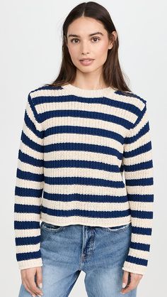 Velvet Maxine Pullover Sweater | Shopbop Striped Textured Knit Cotton Sweater, Velvet Sweater, Velvet Clothes, Loose Knit, Sweaters Knitwear, Knitwear Women, Stripes Pattern, Pullover Sweater, Pullover Sweaters