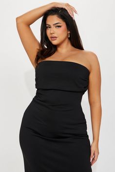 Available In Hunter And Black. Ponte Midi Dress Strapless Straight Neckline Ruched Back Zipper Stretch 95% Polyester 5% Spandex Imported | When In Rome Ruched Midi Dress in Black size 1X by Fashion Nova Bandeau Bodycon Dress With Ruched Detail, Stretch Ruched Bandeau Mini Dress, Black Ruched Bandeau Strapless Dress, Black Ruched Strapless Bodycon Dress, Black Ruched Bodycon Strapless Dress, Midi Dress Strapless, When In Rome, Men Jeans Pants, Jumpsuit Men